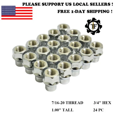 24 PIEZAS CROMO 7/16-20 ET ESTILO TUERCA 1.0"" EXTREMO ABIERTO AJUSTE CHEVY BUICK FIREBIRD Foto 1 de 2