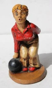 Bowling Chalkware Woman Bowling Figurine Artist Signed Hunter Rare Comic Decor - - Picture 1 of 1