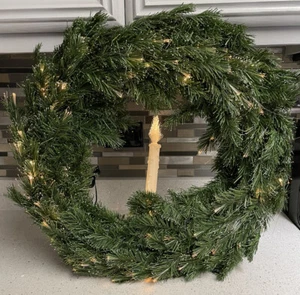 24" Christmas Fiber Optic Wreath with Candle Light Color Changing Bradford VGC! - Picture 1 of 16