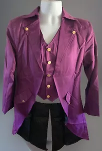 Purple Jacket Tailcoat Men Sz S Victorian Frock Tux Renaissance Steampunk Gothic - Picture 1 of 5
