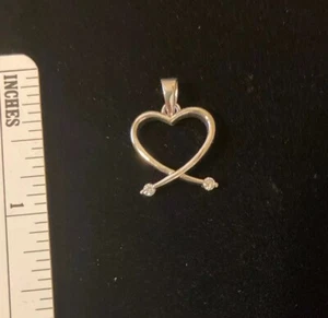 Sterling Silver Heart W/ 2 CZs - no Chain - Picture 1 of 2