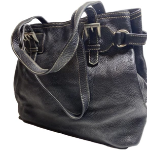 Authentic Prada Italy Black Nappa Leather Handbag, Shoulder Bag, Silver Buckles - Picture 1 of 11