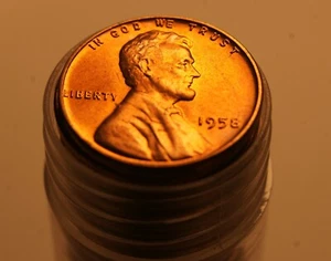 1958 P Lincoln Cent Roll UNC  2 - Picture 1 of 3