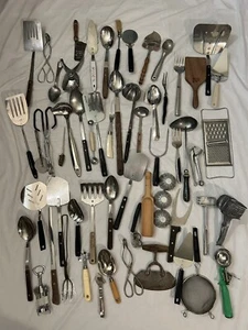 Vintage Lot Of 60 Kitchen Utensils Various - Picture 1 of 7