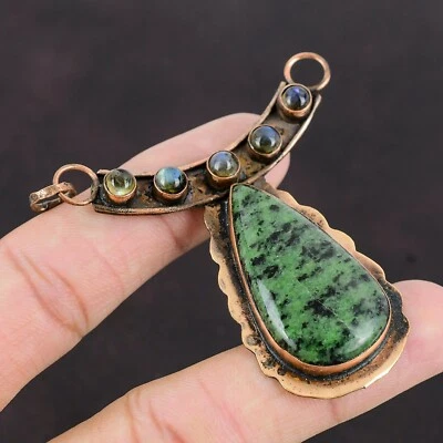 Venta Día de la Amistad Rubí Zoisita Piedras Preciosas Labradorita Cobre Nuevo Colgante Joyería Foto 1 de 4