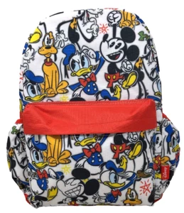 Nueva mochila de poliéster grande de 16 pulgadas blanca con estampado azul Disney Mickey Mouse - Imagen 1 de 2