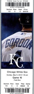 Chicago White Sox vs Kansas City Royals 5/5/2013 Full Ticket - Alex Gordon