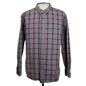 Untuckit Mens 3XL Red Gray Check Button Front Long Sleeve Shirt - Picture 1 of 9