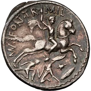 P Fonteius P F Capito Titus Didius NGC Mars Pferd antike römische Silbermünze 284 - Bild 1 von 6