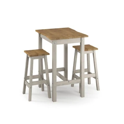 Corona Grey Live Edge Small Rectangular High Breakfast Bar Table & Bar Stool Set - Image 1 of 4