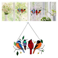Multicolor Acrylic Panel Suncatchers 4 Birds Stained Window Hanging Home Decor