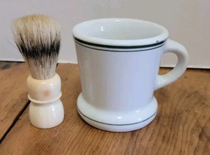 Vintage Heavy Carr Shaving Mug & Made Rite Shaving Brush USA made USED - Picture 1 of 5