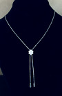 14K White Gold & Diamond Flower Cluster Adj Rope Necklace w/Accented Tassels