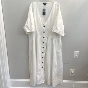 City Chic Sunset Stroll Linen Dress Ivory Womens XXL NWT but has light Stains - Picture 1 of 13