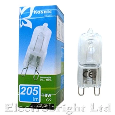 4x Kosnic/Eveready G9 28w/33w=40w or 42w=60w 240v DIMMABLE bulbs capsule
