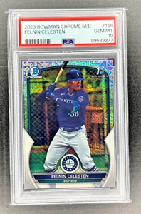 🔥 FELNIN CELESTEN, 2023 1st BOWMAN CHROME 1ST Mega Box Mojo Refractor PSA 10 🔥 - Picture 1 of 2