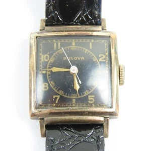 Bulova Model 10BA Man’s Wristwatch w/ Black Dial & Large Sweep Second Dial - Picture 1 of 9