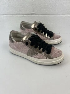 Philippe Model Damen Gr. 38 US 7,5 / 8 Rosa Samt Schnürschuhe Sneaker - Bild 1 von 10
