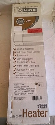 Calentador Zócalo 27" KING 2K1205BW Serie K / 500W / 120V, Blanco Brillante SELLADO Foto 1 de 4