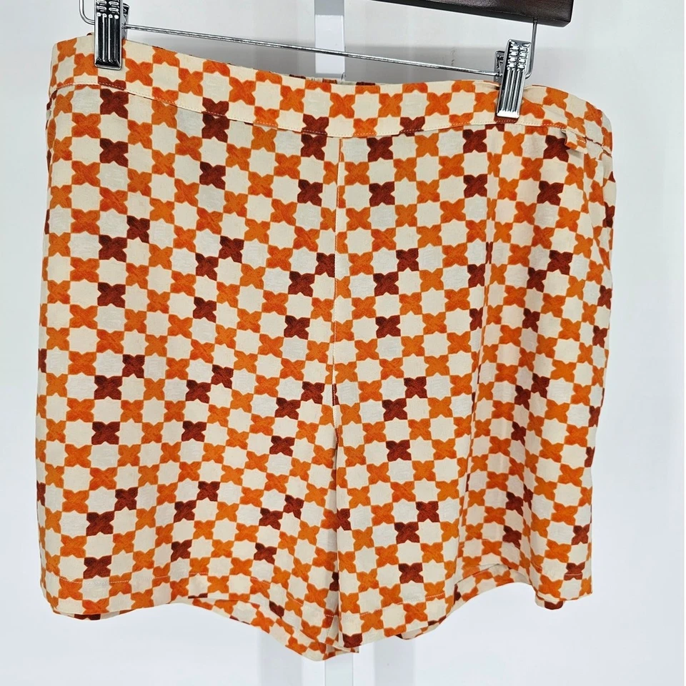 Шорты женские Tilley Anthropologie размер XL Tech Slk оранжевые модный принт шелк - Изображение 1 из 4