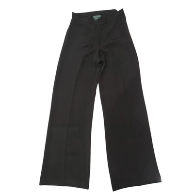 Lauren Ralph Lauren 女式正装裤阔腿高腰 100% 真丝 6 码 — 第 1/4 张图片