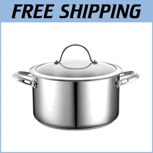 Horno holandés duradero de acero inoxidable de 6 cuartos de galón con asas ergonómicas - Seguro para horno - Imagen 1 de 8