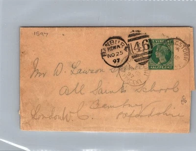 1897 Kingstown San Vicente Carta Cruzada Cubierta a Banbury Oxfordshire Inglaterra Foto 1 de 2