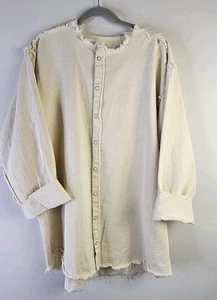 Tribe Kelley Canvas Denim Shirt Jacket Shacket Dress Oversized Medium Raw Edge - Foto 1 di 9