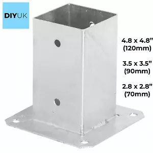 More details for heavy duty galvanised bolt down square post fence foot base support