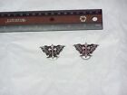 Red Stone Religious Goth Cross Memorial Pin With Lower Ring Hanger Lot Set Of 2
