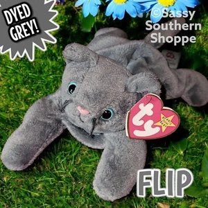 ❤️ 1995 FLIP Hand-Dyed *GREY* Ty Beanie Babies 4th Gen Hang Tag *MWMT* - Picture 1 of 4