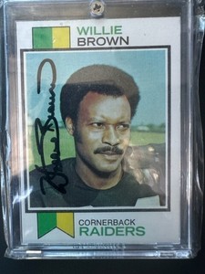 SUPER RARE 1973 Topps HOF Willie Brown Auto Autograph NM #210 Raiders 