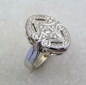 0,52 Karat runder Schnitt Moissanit Vintage Inspire Edwardian Ring in massivem 925 Silber - Bild 1 von 5