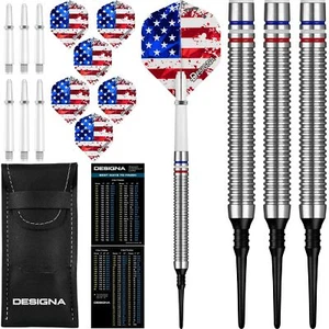 Juego de dardos Dartfellas 20g 90% tungsteno bandera americana estrellas y rayas punta suave - Imagen 1 de 1