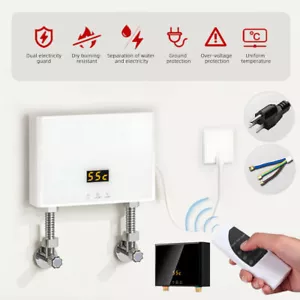 3000W Electric Instant Hot Water System Tankless Shower Heater Homehold White - Picture 1 of 18
