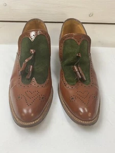 RARA scarpe uomo vintage Ben Berke pelle cognac e camoscio verde nappa anni '50 - Foto 1 di 8