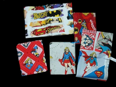 DC Comics Wonder Woman Supergirl Batman Cotton 5 FQ - 5 Dif Prints 18 x 22 - Image 1 of 2