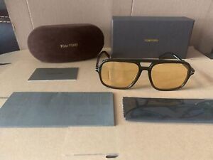 TOM FORD RAOUL FT884 Black Frame Yellow Unisex Sunglasses 60 18-145 With Boxed