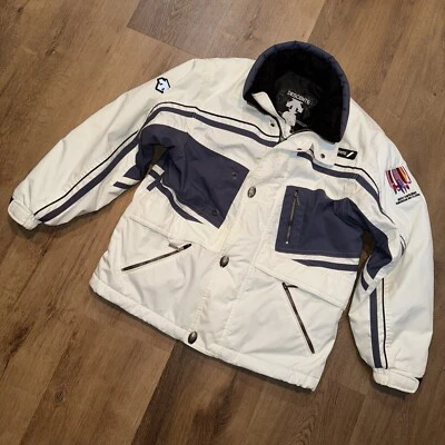 Descente Jacket Mens Ski Snow Coat Parka Insulated White Vtg 2001 Race Small - Image 1 of 4