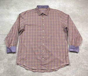 Bugatchi Shirt Mens XL Geometric Classic Fit Flip Cuff Business Party Dress - Picture 1 of 17