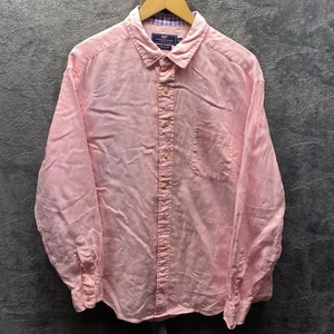 Vineyard Vines Shirt Men XL Pink Linen Button Front Ultra High Vibration Mhz - Picture 1 of 10