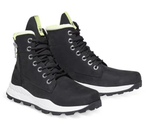 Timberland Mens Black Leather Brooklyn Side Zip Black Leather Fashion Boots New - Picture 1 of 5