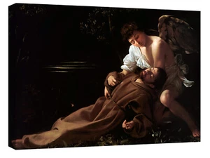 Quadri moderni cm 100x70 Caravaggio San Francesco stampa su tela - Foto 1 di 6