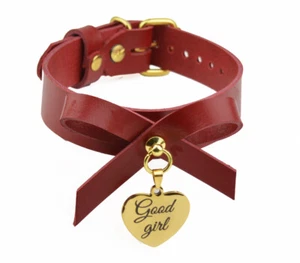 Americana Red Leather Collar Gold Custom Engraved Pendant Handcrafted Col25 - Bild 1 von 4
