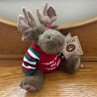 Boyds Bears 9" Moose Plush "Mooseltoe" Holiday Sweater Mistletoe On Foot Retired