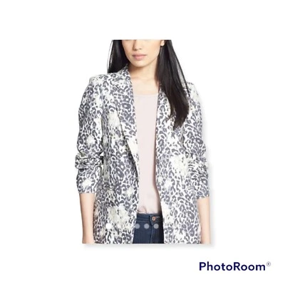 Joie Mehira Leopard Print Linen Blazer Size 0 - Image 1 of 4