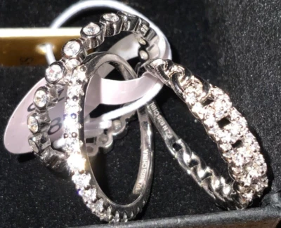 Isabella m. CZ plata esterlina conjunto 3 anillos banda estampados 925 talla 8 mujeres nuevo con etiquetas Foto 1 de 4