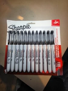 Sharpie Permanent Markers Fine Point Black 12 Count - Picture 1 of 2