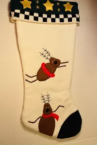 Medias de Navidad Bordadas Apliqué Rojo, Verde, Oro Reno - Imagen 1 de 4