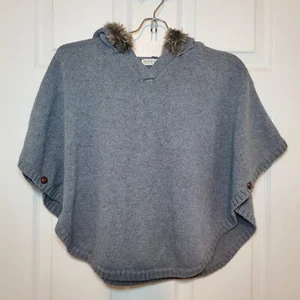 Hope & Henry Sweater Cape with Hood Faux Fur Organic Cotton Sz L - Picture 1 of 10